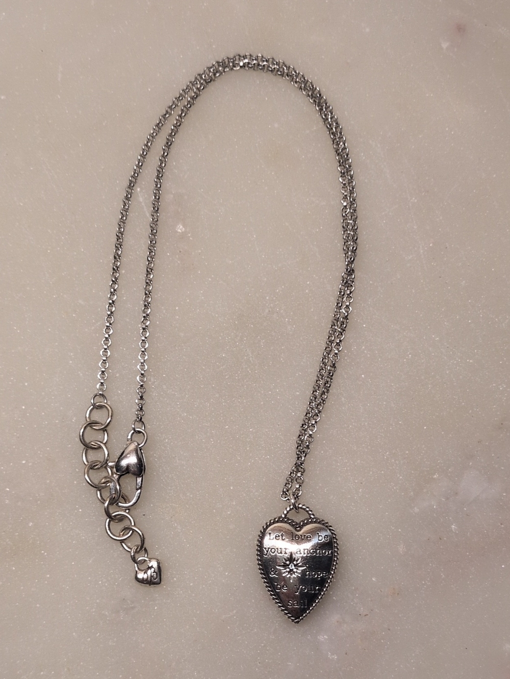 NEW! Brighton Heart Pendant Nautical Necklace Anchor Amulet With Blue Crystal